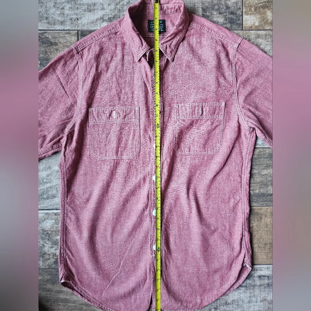 J.Crew Sporting Goods Light Red Button Down Shirt, Small Chambray Workwear EUC